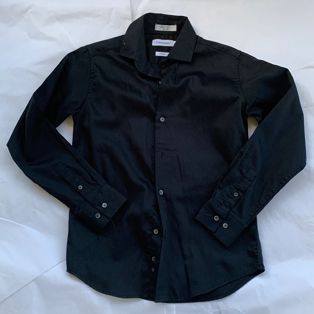 Calvin Klein Black LongSleeve Dress Shirt Boys Sz 12